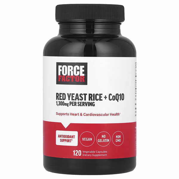 Force Factor, Red Yeast Rice + CoQ10, 120 Vegetable Capsules
