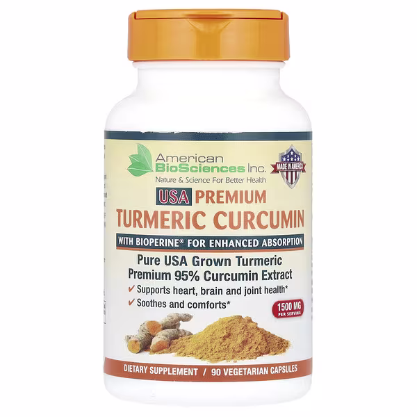 American Biosciences, USA Premium Turmeric Curcumin, 90 Vegetarian Capsules