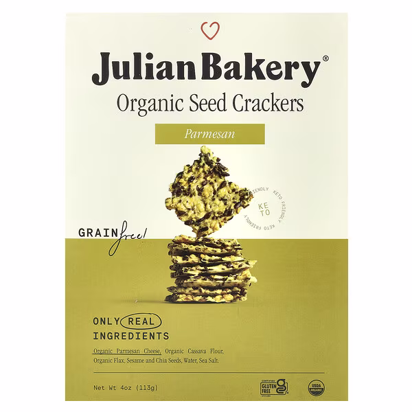 Julian Bakery, Organic Seed Crackers, Parmesan, 4 oz (113 g)