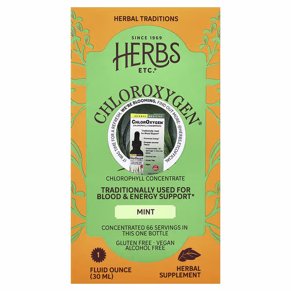 Herbs Etc., ChlorOxygen®, Chlorophyll Concentrate, Alcohol Free, Mint, 1 fl oz (30 ml)
