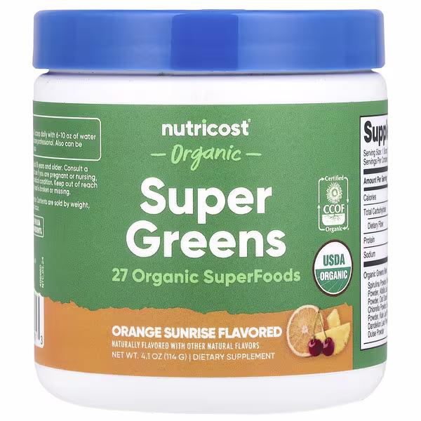 Nutricost, Organic Super Greens, Orange Sunrise, 4.1 oz (114 g)