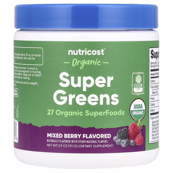 Nutricost, Organic Super Greens, Mixed Berry, 3.9 oz (111 g)