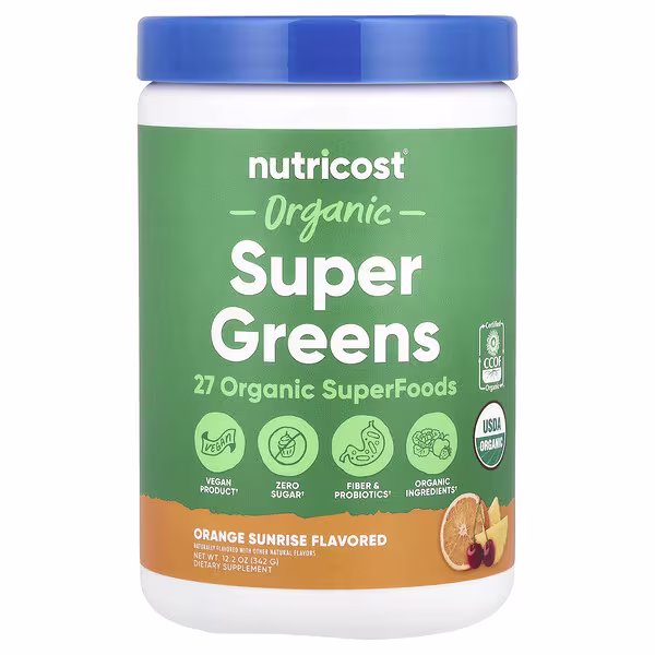 Nutricost, Organic Super Greens, Orange Sunrise, 12.2 oz (342 g)