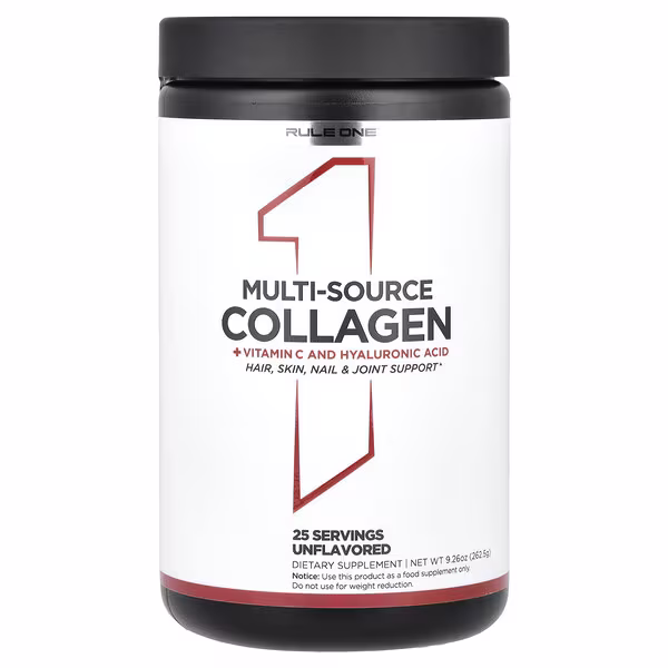 Rule One Proteins, Multi-Source Collagen + Vitamin C and Hyaluronic Acid, Unflavored, 9.26 oz (262.5 g)