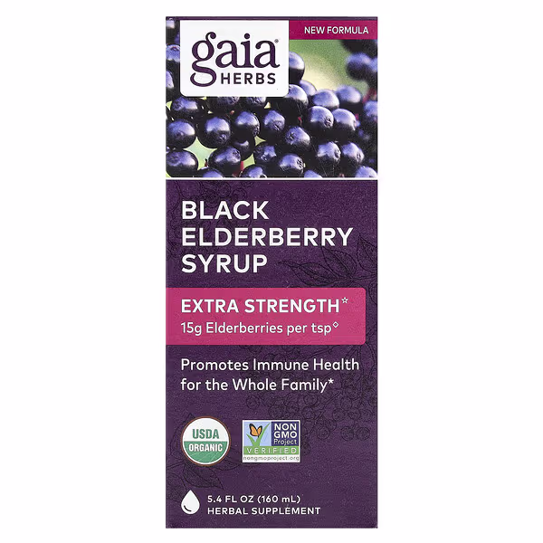 Gaia Herbs, Black Elderberry Syrup, 5.4 fl oz (160 ml)