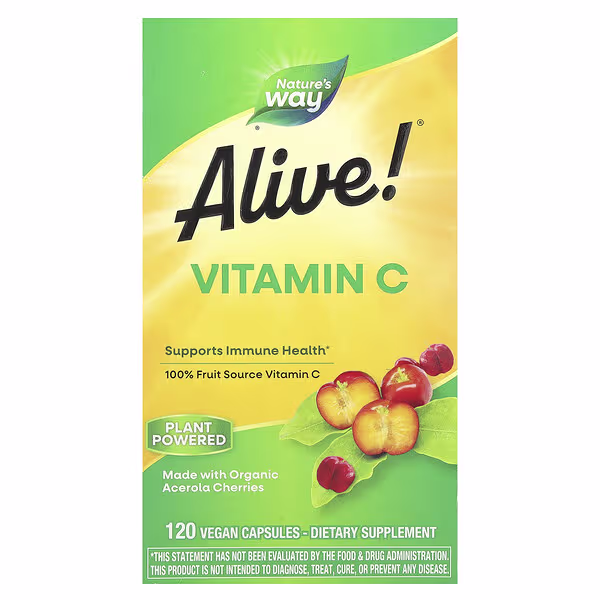 Nature's Way, Alive!®, Vitamin C, 120 Vegan Capsules (125 mg per Capsule)