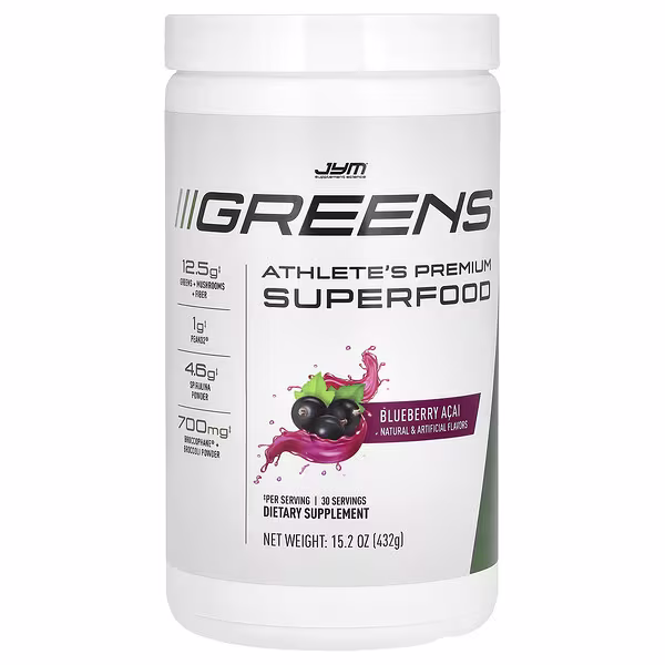 JYM Supplement Science, Greens, Athlete's Premium Superfood, Blueberry Acai, 15.2 oz (432 g)