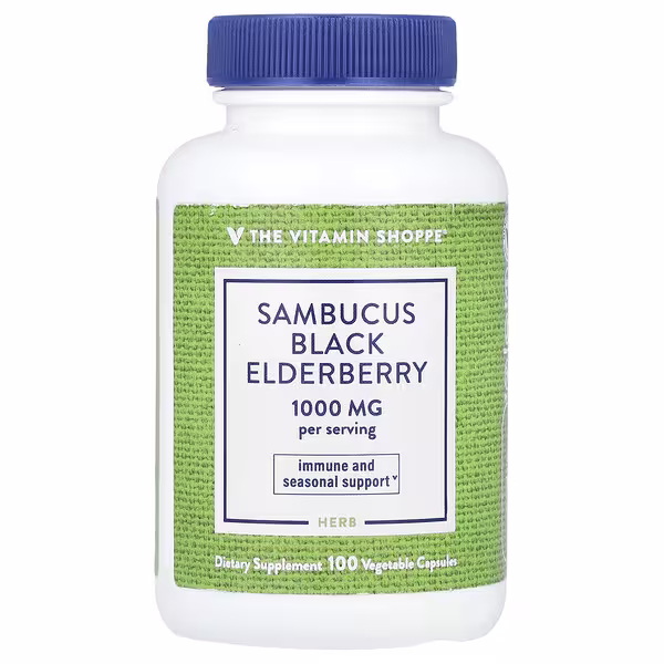 The Vitamin Shoppe, Sambucus Black Elderberry, 100 Vegetable Capsules (500 mg per Capsule)
