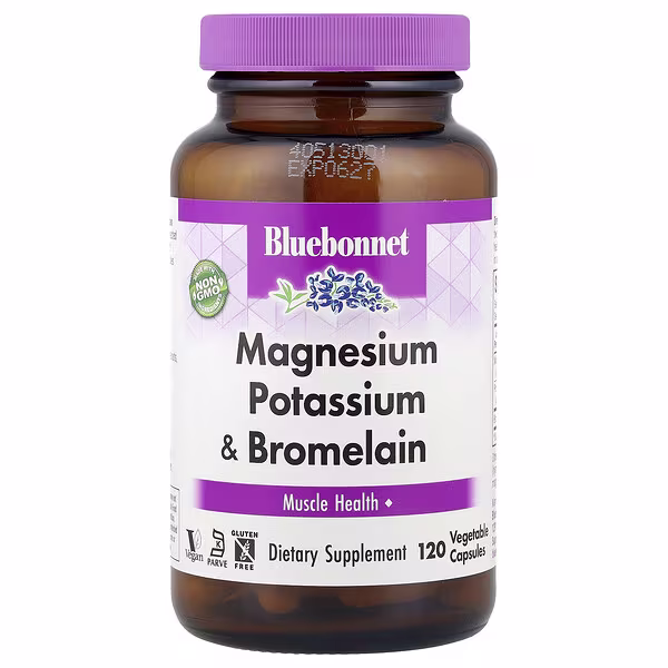 Bluebonnet Nutrition, Magnesium Potassium & Bromelain, 120 Vegetable Capsules