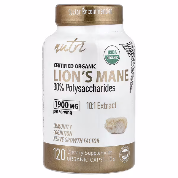 Nutri, Organic Lion's Mane, 120 Organic Capsules (633 mg per Capsule)