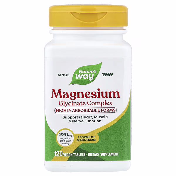 Nature's Way, Magnesium Glycinate Complex, 120 Vegan Tablets (110 mg per Tablet)