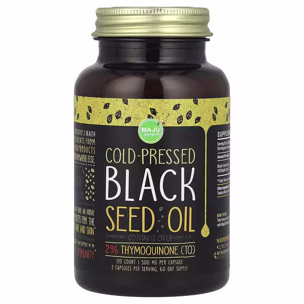 Maju Superfoods, Cold-Pressed Black Seed Oil, 500 mg, 120 Count