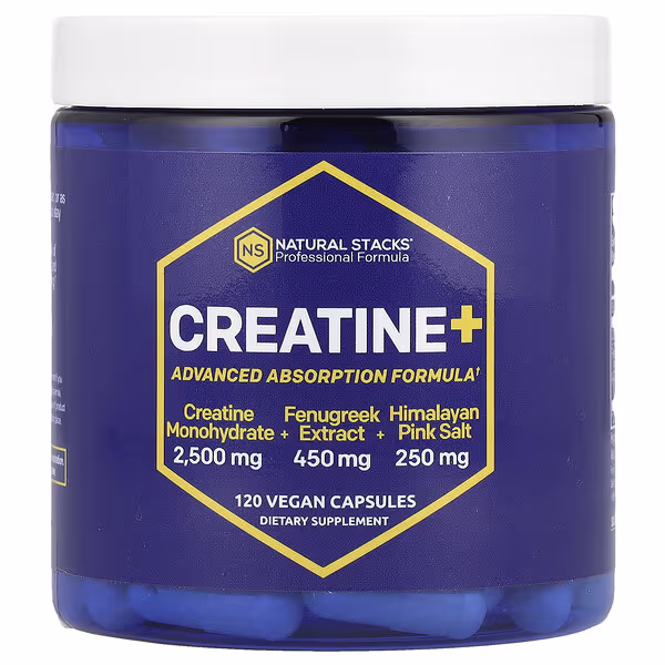 Natural Stacks, Creatine+, 120 Vegan Capsules