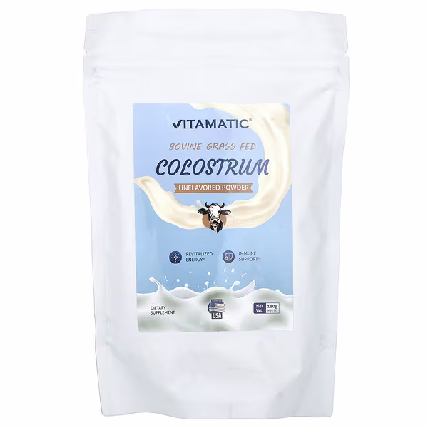 Vitamatic, Bovine Grass Fed Colostrum, Unflavored, 6.34 oz (180 g)