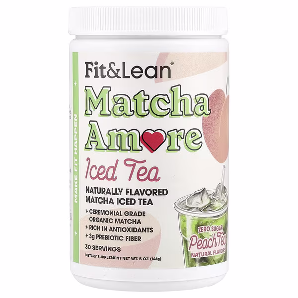 Fit & Lean, Matcha Amore Iced Tea, Peach Tea, 5 oz (141 g)