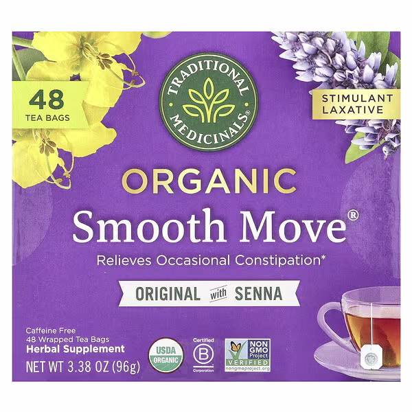 Traditional Medicinals, Organic Smooth Move®, Original with Senna, Caffeine Free, 48 Wrapped Tea Bags, 3.38 oz (96 g)