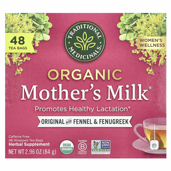 Traditional Medicinals, Organic Mother's Milk®, Original with Fennel & Fenugreek, Caffeine Free, 48 Wrapped Tea Bags, 2.96 oz (84 g)