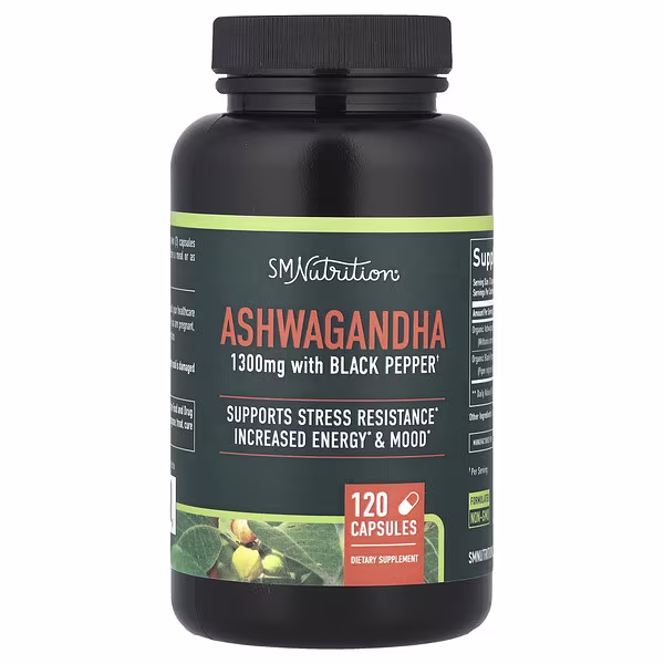 SMNutrition, Ashwagandha With Black Pepper, 120 Capsules