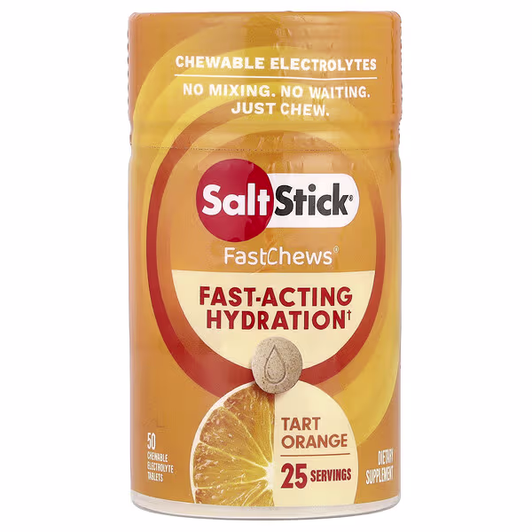 SaltStick, FastChews®, Chewable Electrolytes, Tart Orange, 50 Chewable Tablets