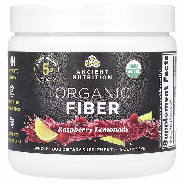 Ancient Nutrition, Organic Fiber, Raspberry Lemonade, 6.5 oz (185.2 g)