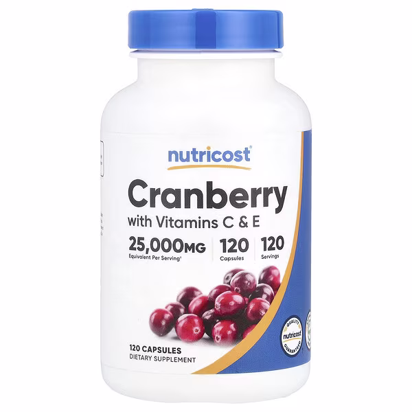 Nutricost, Cranberry with Vitamins C & E, 120 Capsules