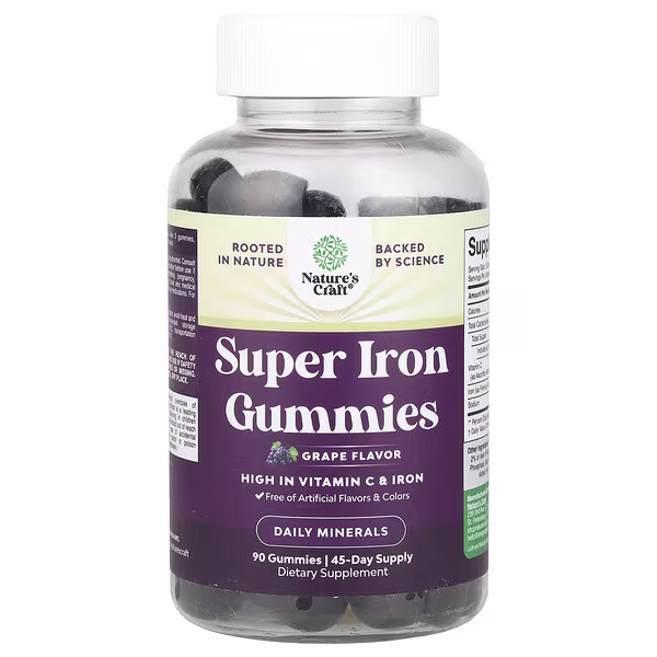 Nature's Craft, Super Iron Gummies, Grape , 90 Gummies