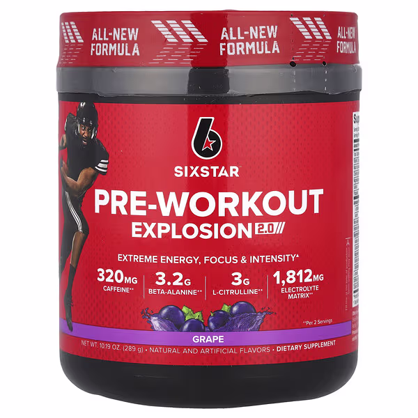 SIXSTAR, Pre-Workout Explosion 2.0, Grape, 10.19 oz (289 g)