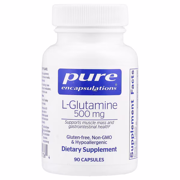 Pure Encapsulations, L-Glutamine, 500 mg, 90 Capsules