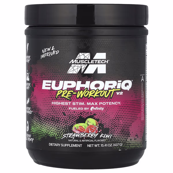MuscleTech, EuphoriQ® Pre-Workout V2, Strawberry Kiwi, 15.41 oz (437 g)