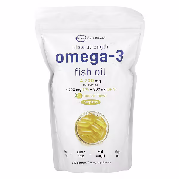 Micro Ingredients, Triple Strength Omega-3 Fish Oil, Lemon, 240 Softgels (1,400 mg per Softgel)