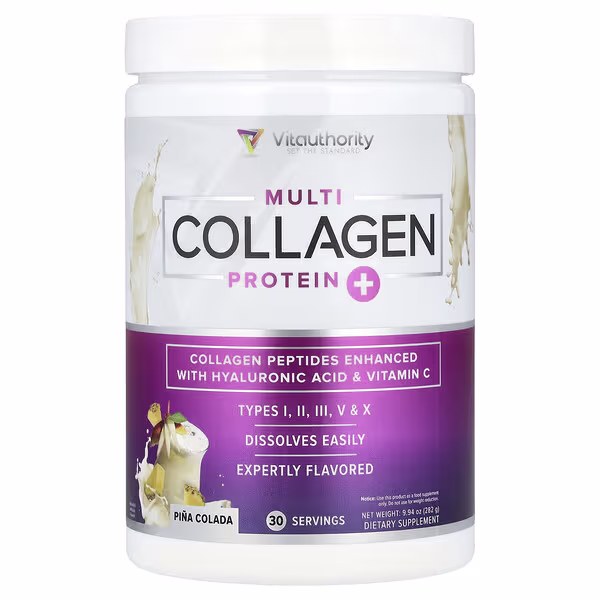 Vitauthority, Multi Collagen Protein+, Pina Colada, 9.94 oz (282 g)