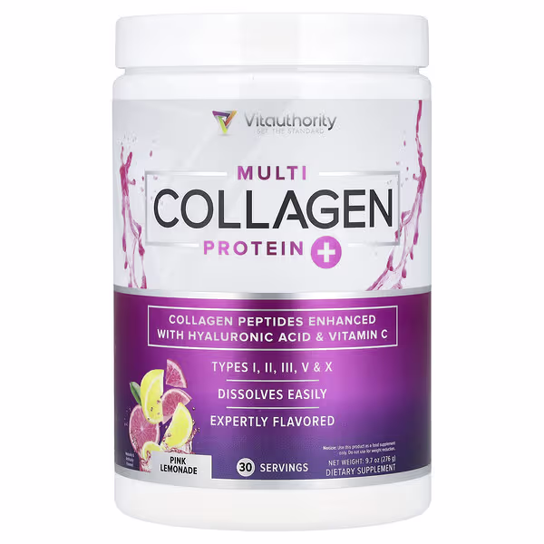 Vitauthority, Multi Collagen Protein+, Pink Lemonade, 9.7 oz (276 g)