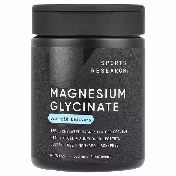 Sports Research, Magnesium Glycinate, 60 Softgels (80 mg per Softgel)