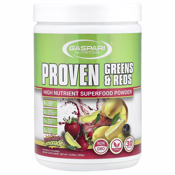 Gaspari Nutrition, Proven Greens & Reds, Strawberry Lemonade, 12.69 oz (360 g)