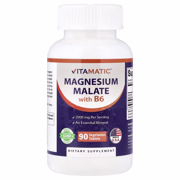 Vitamatic, Magnesium Malate with B6, 90 Vegetarian Tablets
