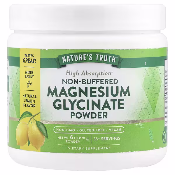 Nature's Truth, Non-Buffered Magnesium Glycinate Powder, Natural Lemon , 6 oz (170 g)
