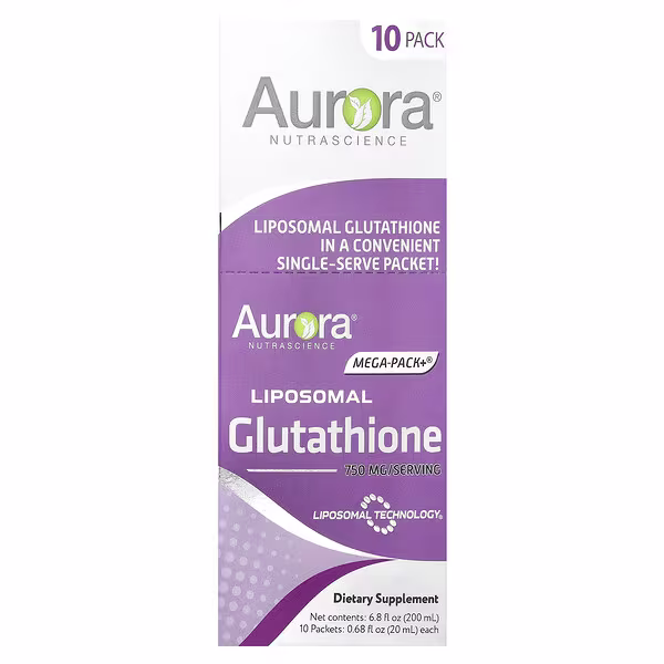 Aurora Nutrascience, Mega-Pack+®, Liposomal Glutathione, 10 Packets, 0.68 fl oz (20 ml) Each