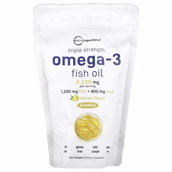Micro Ingredients, Triple Strength Omega-3 Fish Oil, Lemon, 120 Softgels (1,400 mg per Softgel)