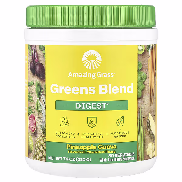 Amazing Grass, Greens Blend, Digest, Pineapple Guava, 7.4 oz (210 g)