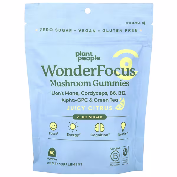 Plant People, WonderFocus®, Mushroom Gummies, Juicy Citrus, 60 Gummies
