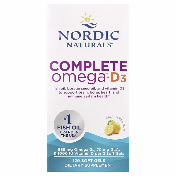 Nordic Naturals, Complete Omega™-D3, Lemon, 120 Soft Gels
