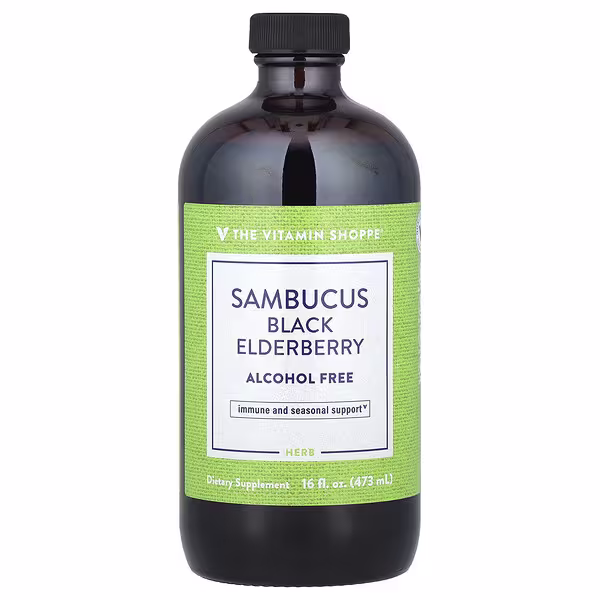 The Vitamin Shoppe, Sambucus Black Elderberry, Alcohol Free, 16 fl oz (473 ml)