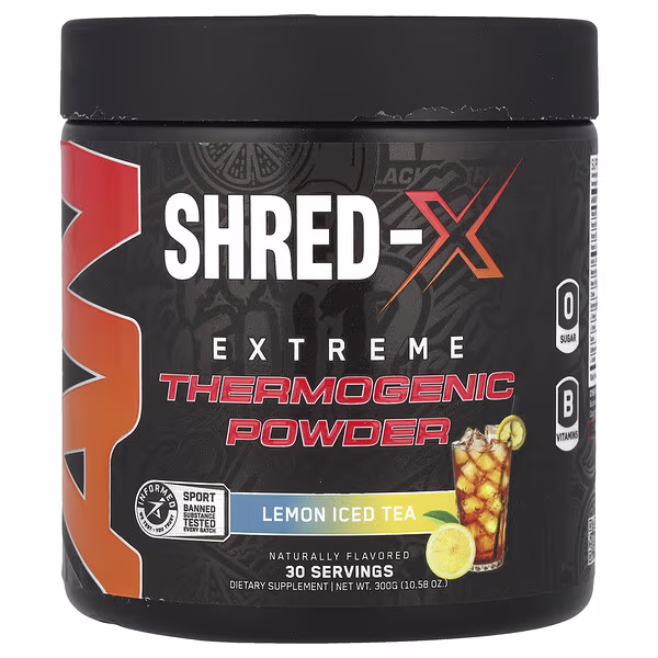 ABE, Shred-X, Extreme Thermogenic Powder, Lemon Iced Tea, 10.58 oz (300 g)