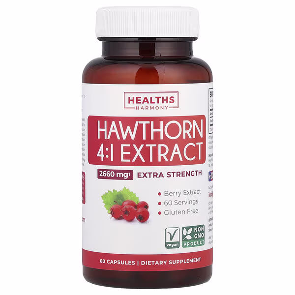 Healths Harmony, Hawthorn 4:1 Extract, 2,660 mg, 60 Capsules