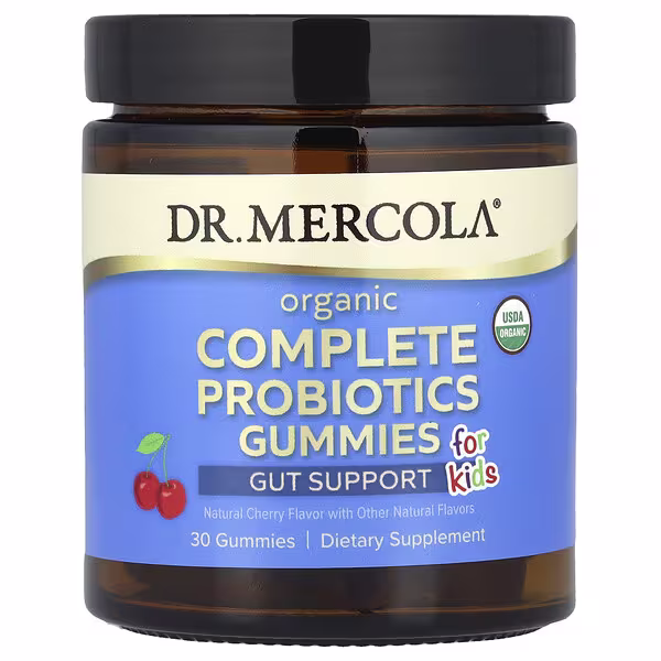 Dr. Mercola, Organic Complete Probiotics Gummies, For Kids, Natural Cherry, 30 Gummies (10 mg (1 Billion CFU) per Gummy)