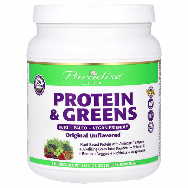 Paradise Herbs, Protein & Greens, Original Unflavored, 16 oz (454 g)