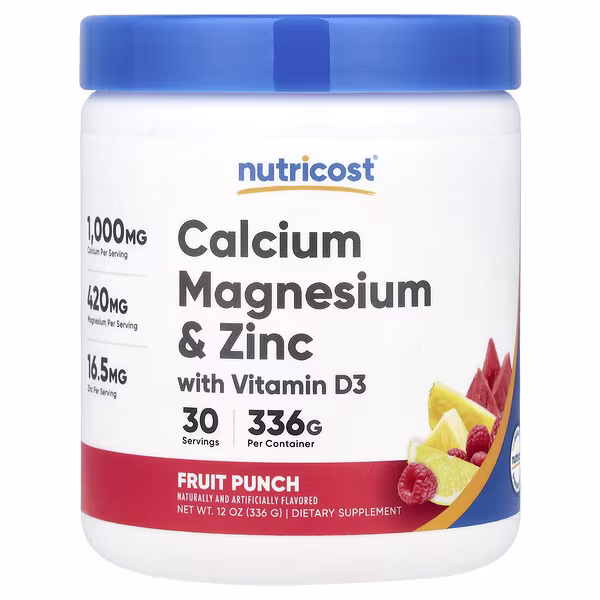 Nutricost, Calcium Magnesium & Zinc With Vitamin D3, Fruit Punch, 12 oz (336 g)