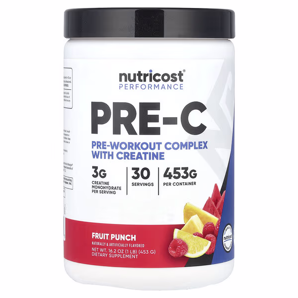 Nutricost, Performance, Pre-C, Pre-Workout Complex With Creatine, Fruit Punch, 1 lb (453 g)