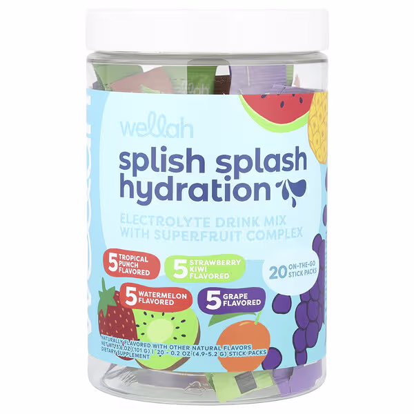 Wellah, Splish Splash Hydration, Variety, 20 Stick Packs, 0.2 oz (4.9 - 5.2 g) Each