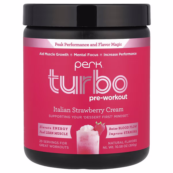 Perk Energy, Turbo, Pre-Workout, Italian Strawberry Cream, 10.58 oz (300 g)